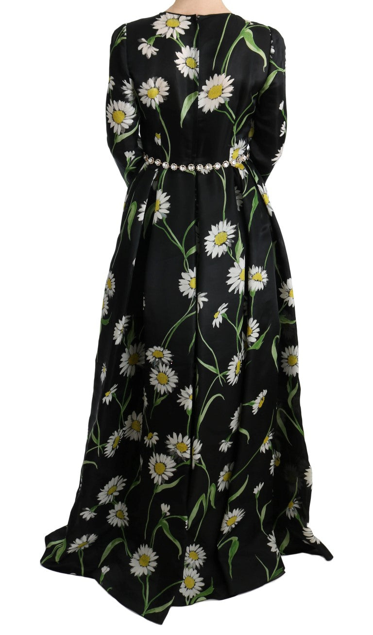 Elegant Sunflower Maxi Gown with Crystals - GlamHub Luxury and Icon Brand Clothing