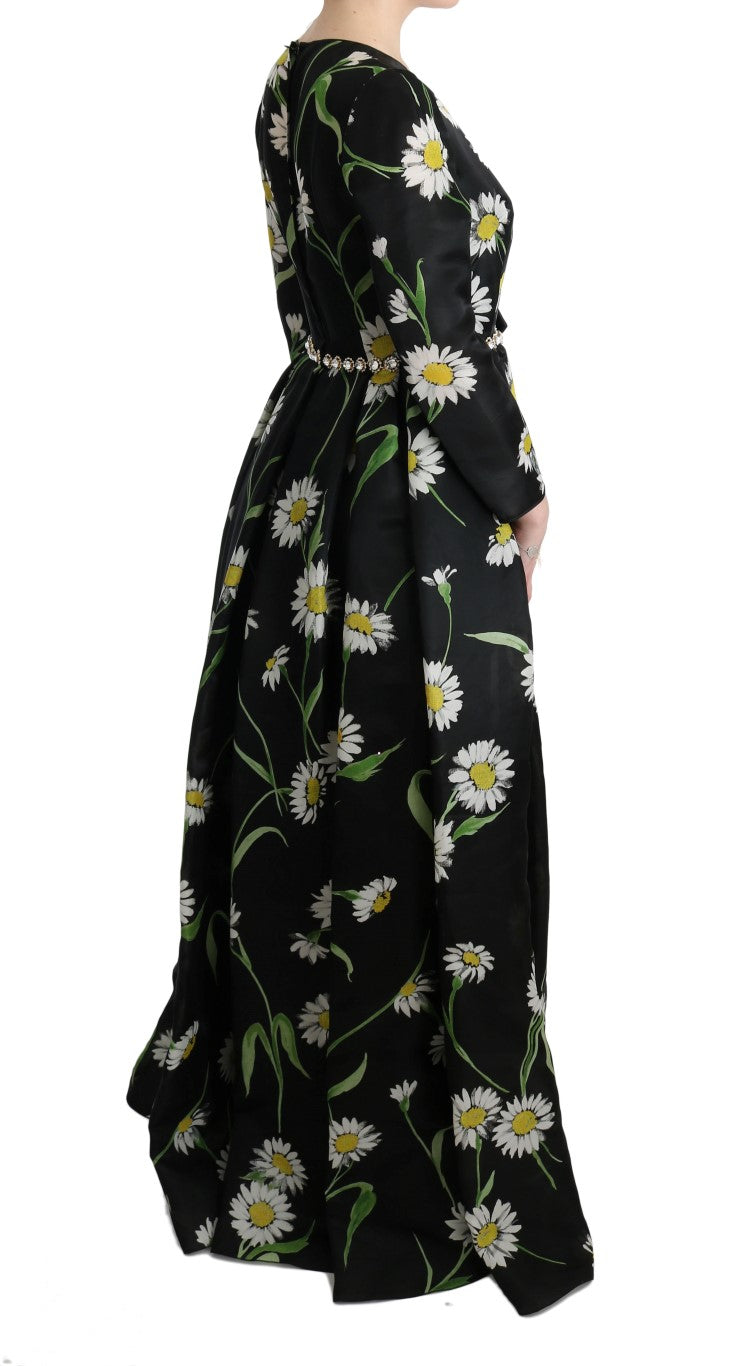 Elegant Sunflower Maxi Gown with Crystals - GlamHub Luxury and Icon Brand Clothing