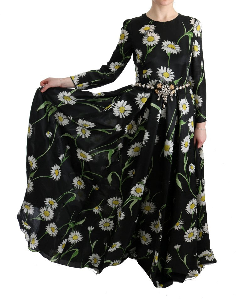 Elegant Sunflower Maxi Gown with Crystals - GlamHub Luxury and Icon Brand Clothing