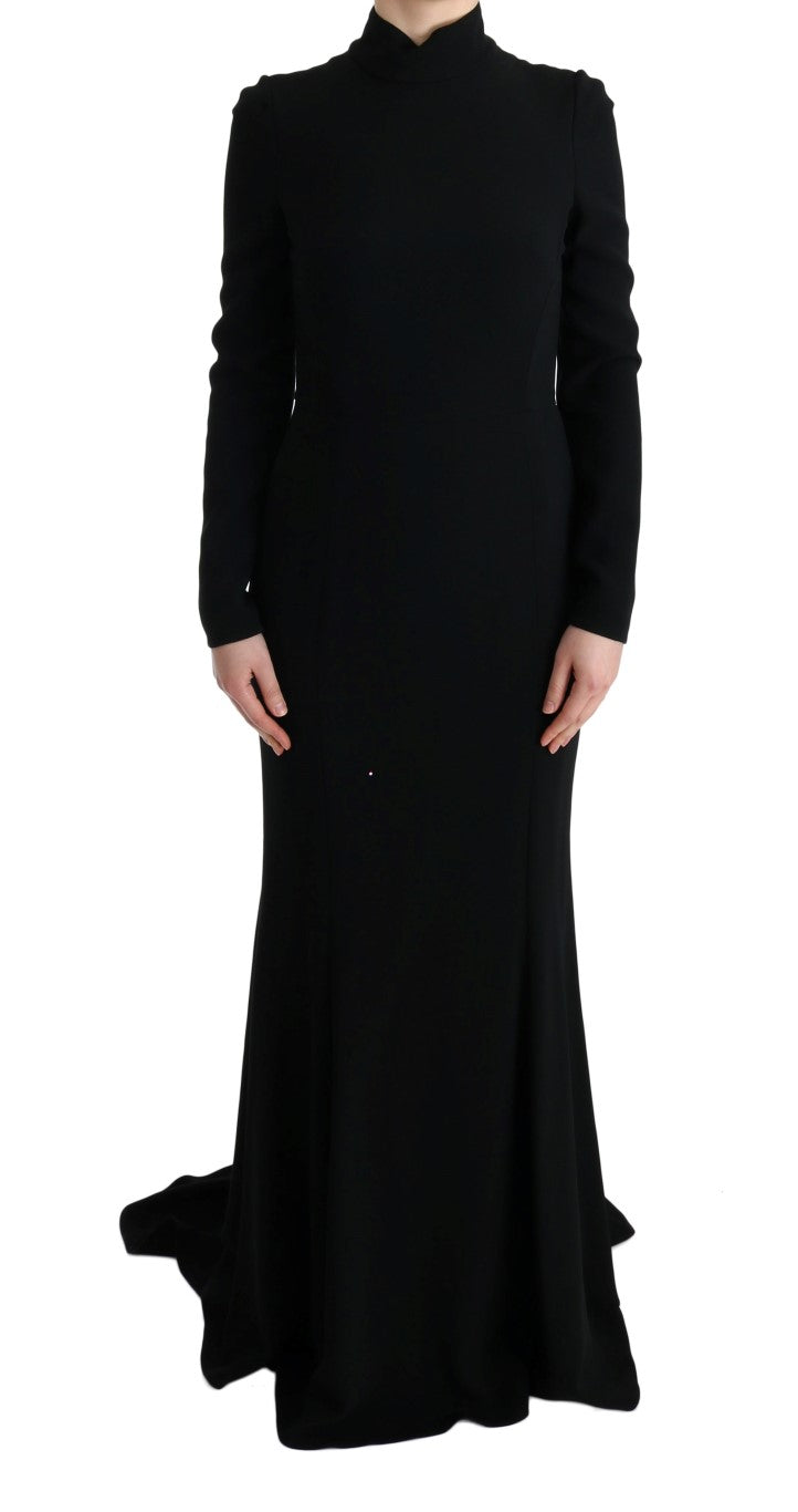 Elegant Full Length Sheath Gown in Black - GlamHub Luxury and Icon Brand Clothing