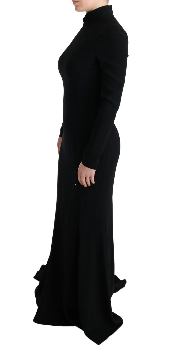 Elegant Full Length Sheath Gown in Black - GlamHub Luxury and Icon Brand Clothing