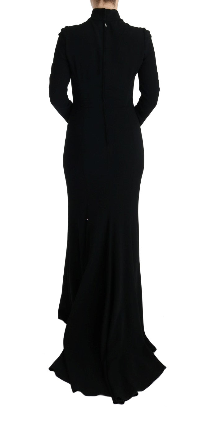 Elegant Full Length Sheath Gown in Black - GlamHub Luxury and Icon Brand Clothing