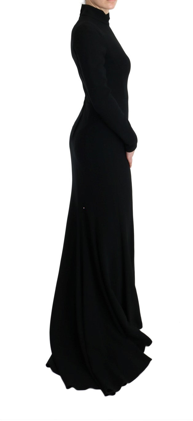 Elegant Full Length Sheath Gown in Black - GlamHub Luxury and Icon Brand Clothing