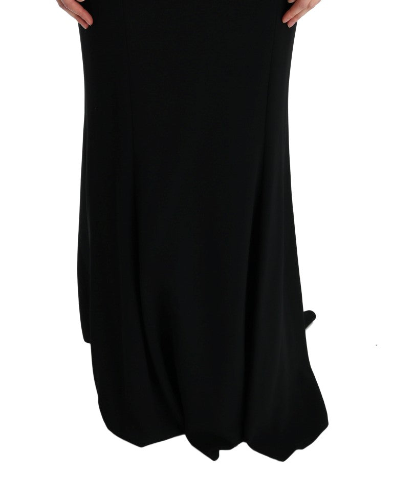 Elegant Full Length Sheath Gown in Black - GlamHub Luxury and Icon Brand Clothing