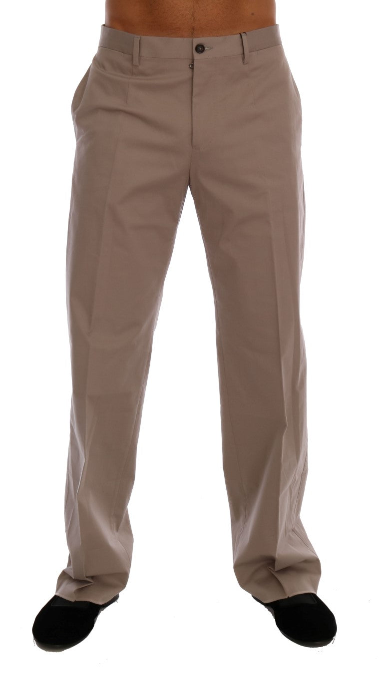 Chic Beige Chinos Casual Pants - GlamHub Luxury and Icon Brand Clothing