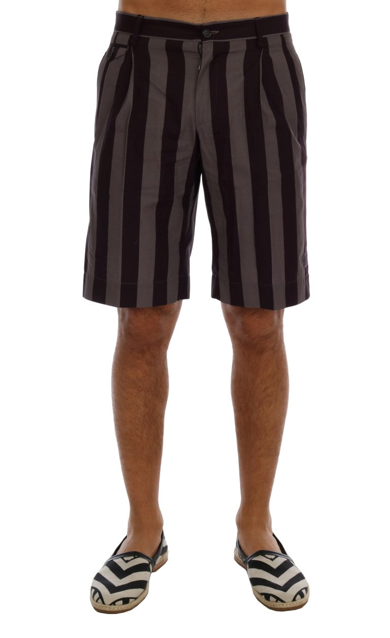 Casual Striped Cotton Shorts - GlamHub Luxury and Icon Brand Clothing