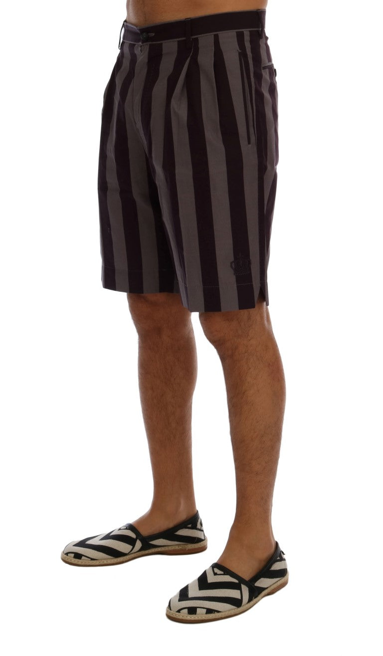 Casual Striped Cotton Shorts - GlamHub Luxury and Icon Brand Clothing