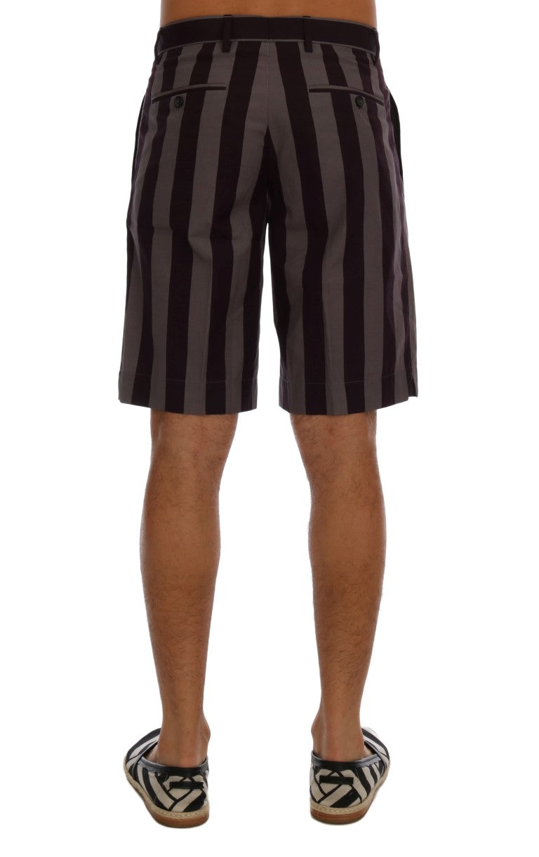 Casual Striped Cotton Shorts - GlamHub Luxury and Icon Brand Clothing