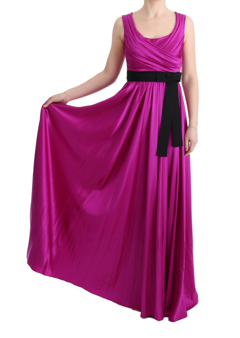 Elegant Pink Silk Gown Dress - GlamHub Luxury and Icon Brand Clothing