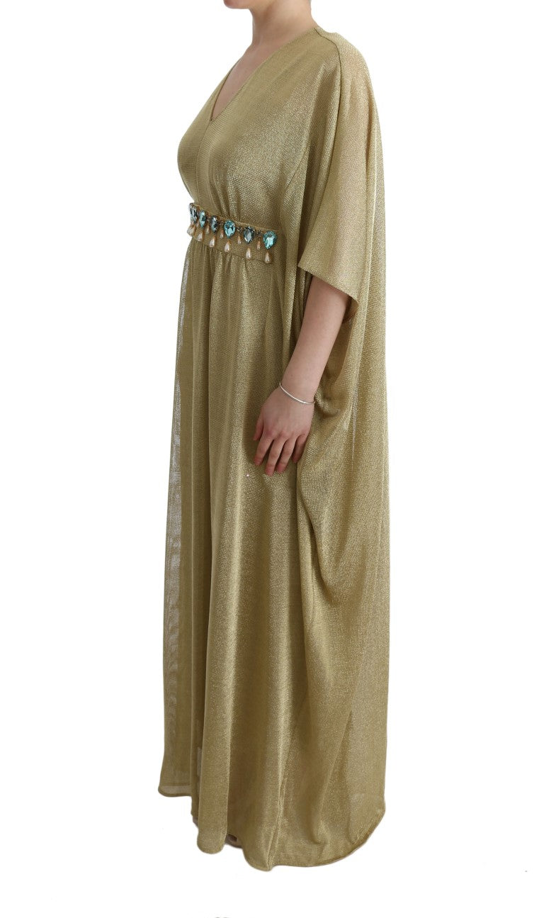 Elegant Gold Shift Gown Dress - GlamHub Luxury and Icon Brand Clothing