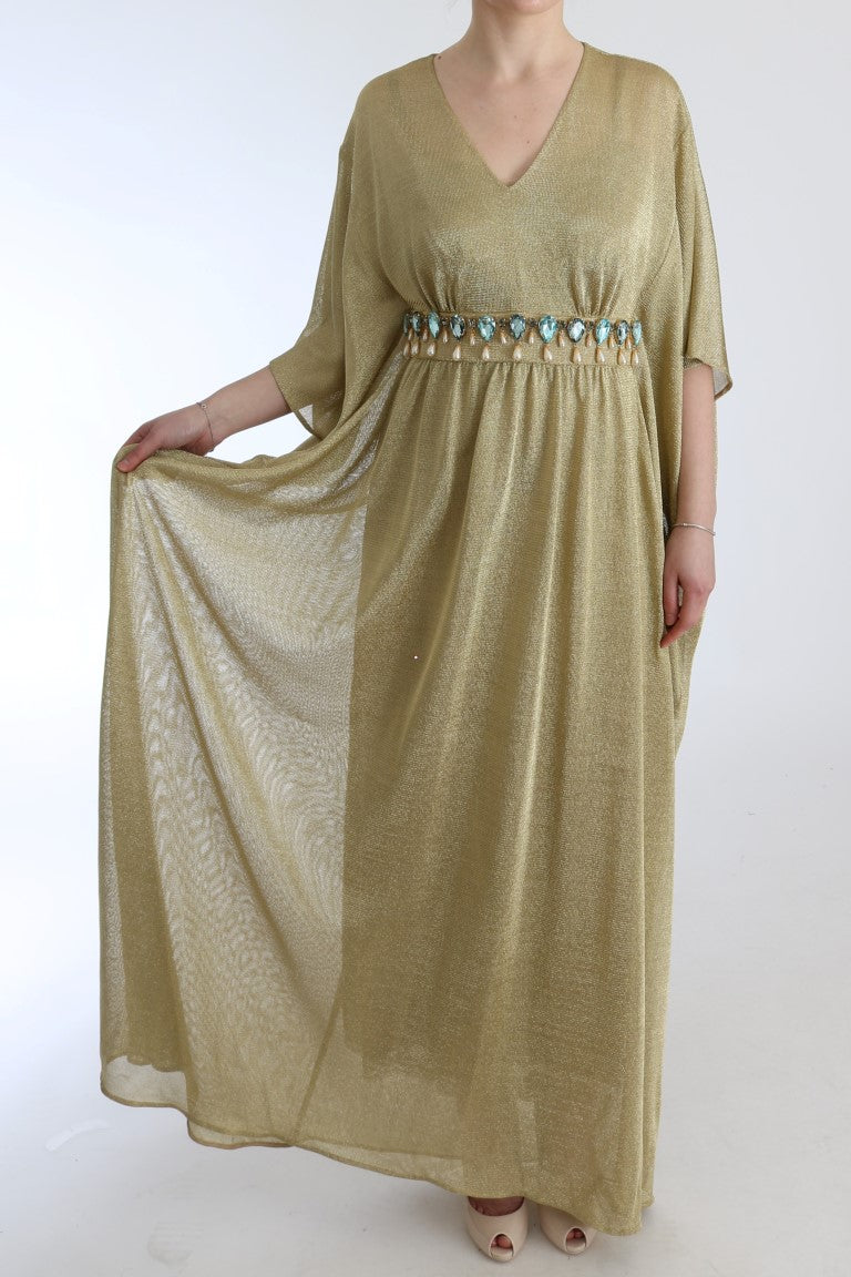 Elegant Gold Shift Gown Dress - GlamHub Luxury and Icon Brand Clothing