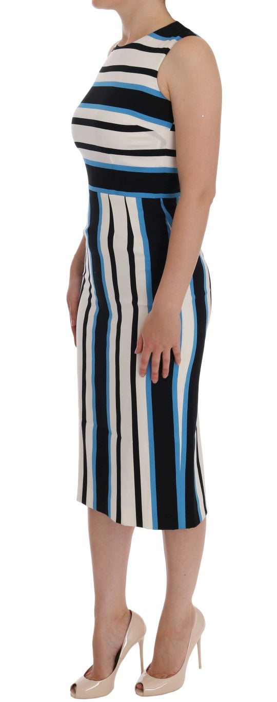 Chic Striped Silk Sheath Dress - GlamHub Luxury and Icon Brand Clothing