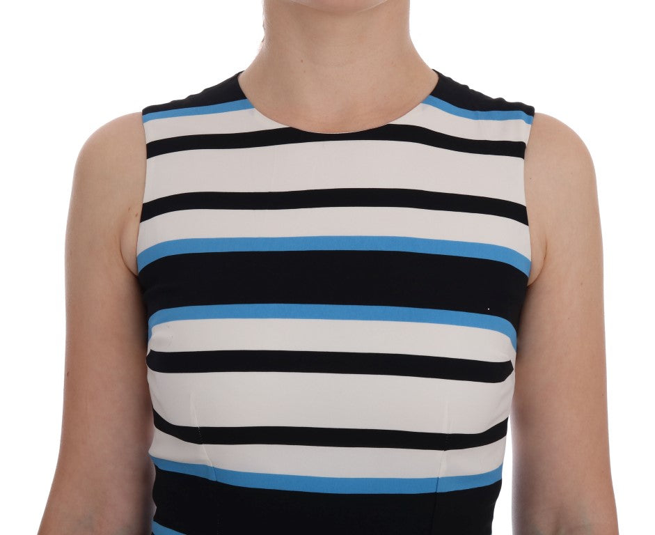 Chic Striped Silk Sheath Dress - GlamHub Luxury and Icon Brand Clothing