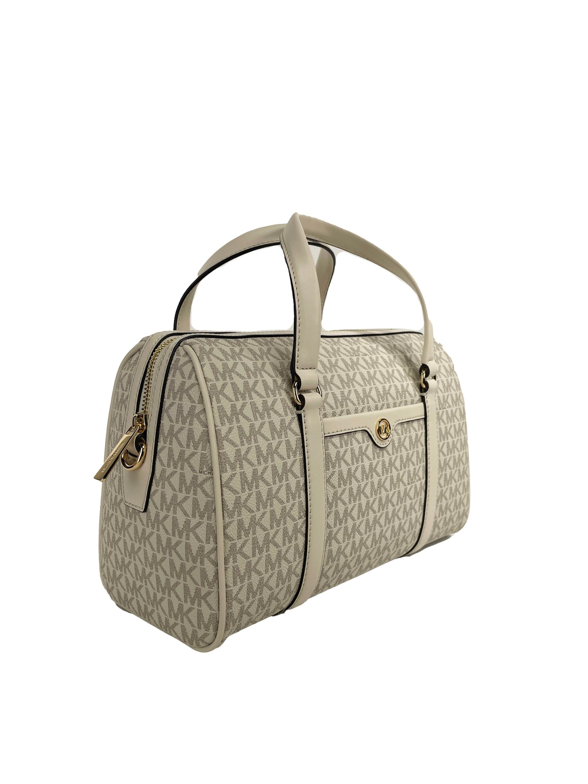 Travel Medium Duffle Satchel Crossbody Bag Purse Cream - GLAMHUB BOUTIQUE 