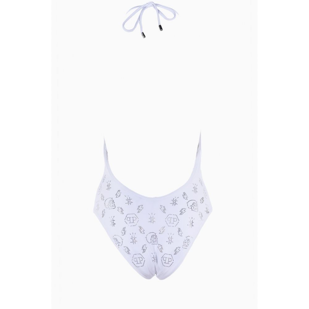 White Rhinestone Embellished Swimsuit - GlamHub Luxury and Icon Brand Clothing