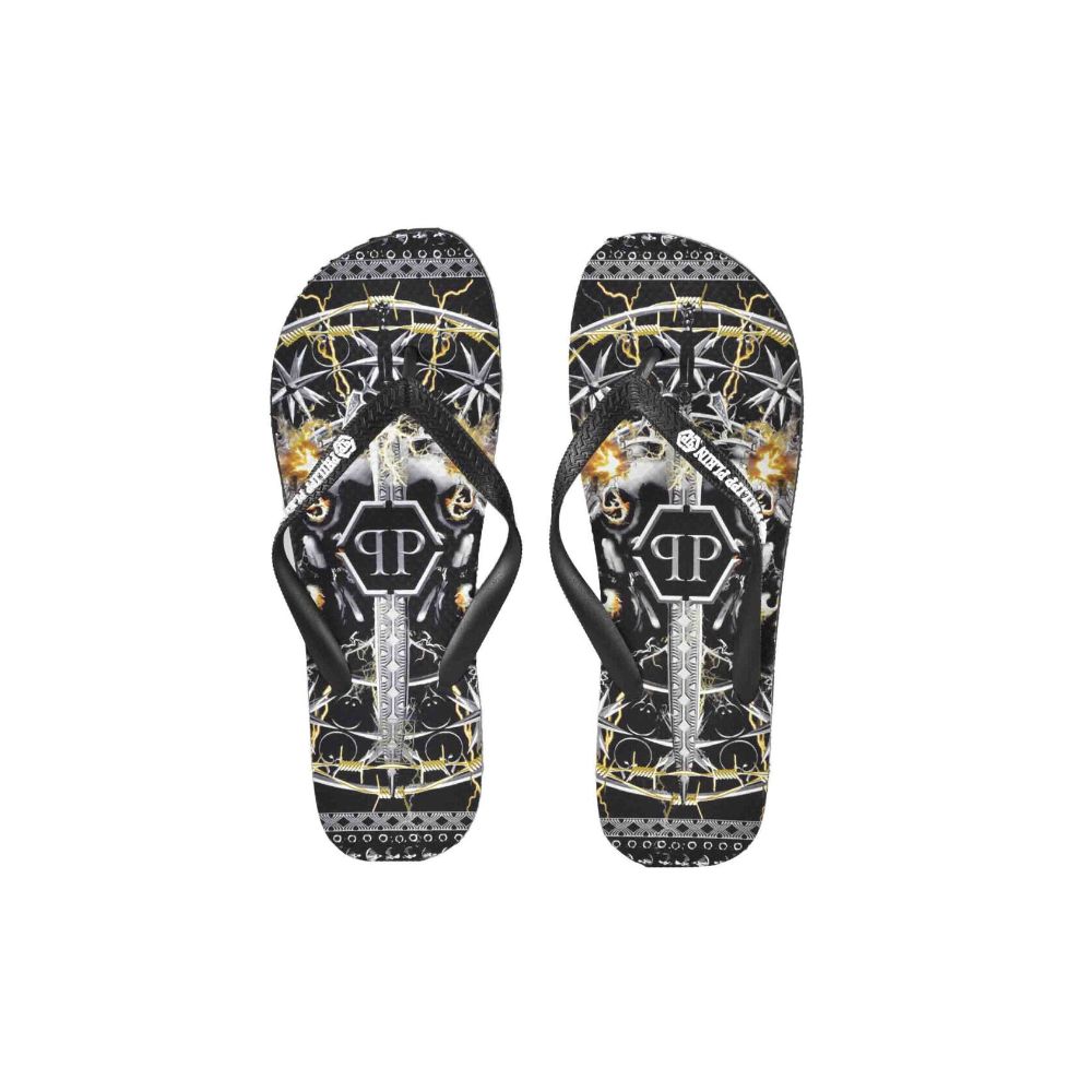 Multicolor Graphic Print Women's Flip Flops - GlamHub Luxury and Icon Brand Clothing