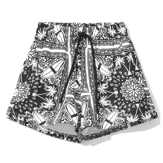 Chic Monochrome Palms Cotton Shorts - GlamHub Luxury and Icon Brand Clothing