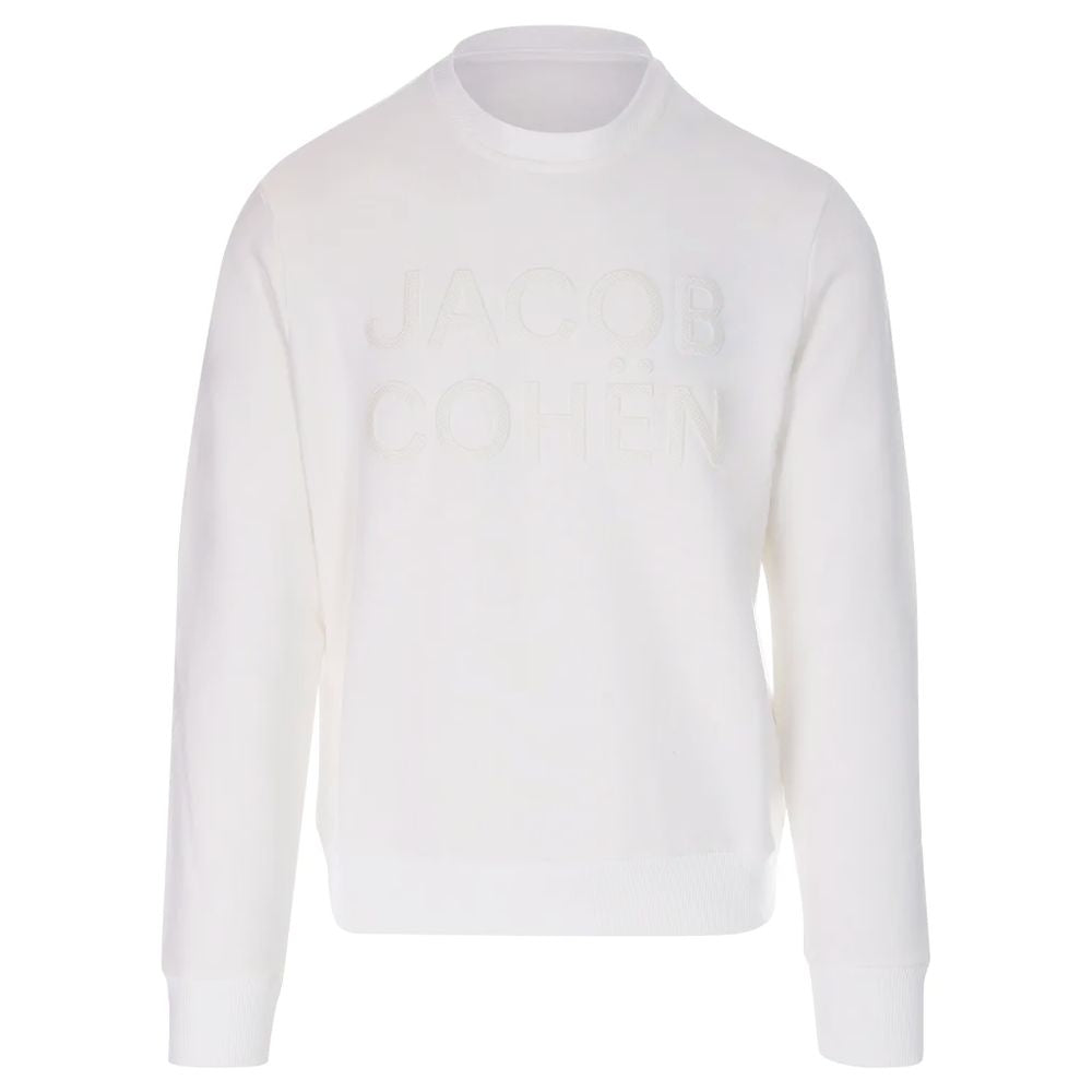 Elegant White Cotton Blend Sweatshirt - GlamHub Luxury and Icon Brand Clothing