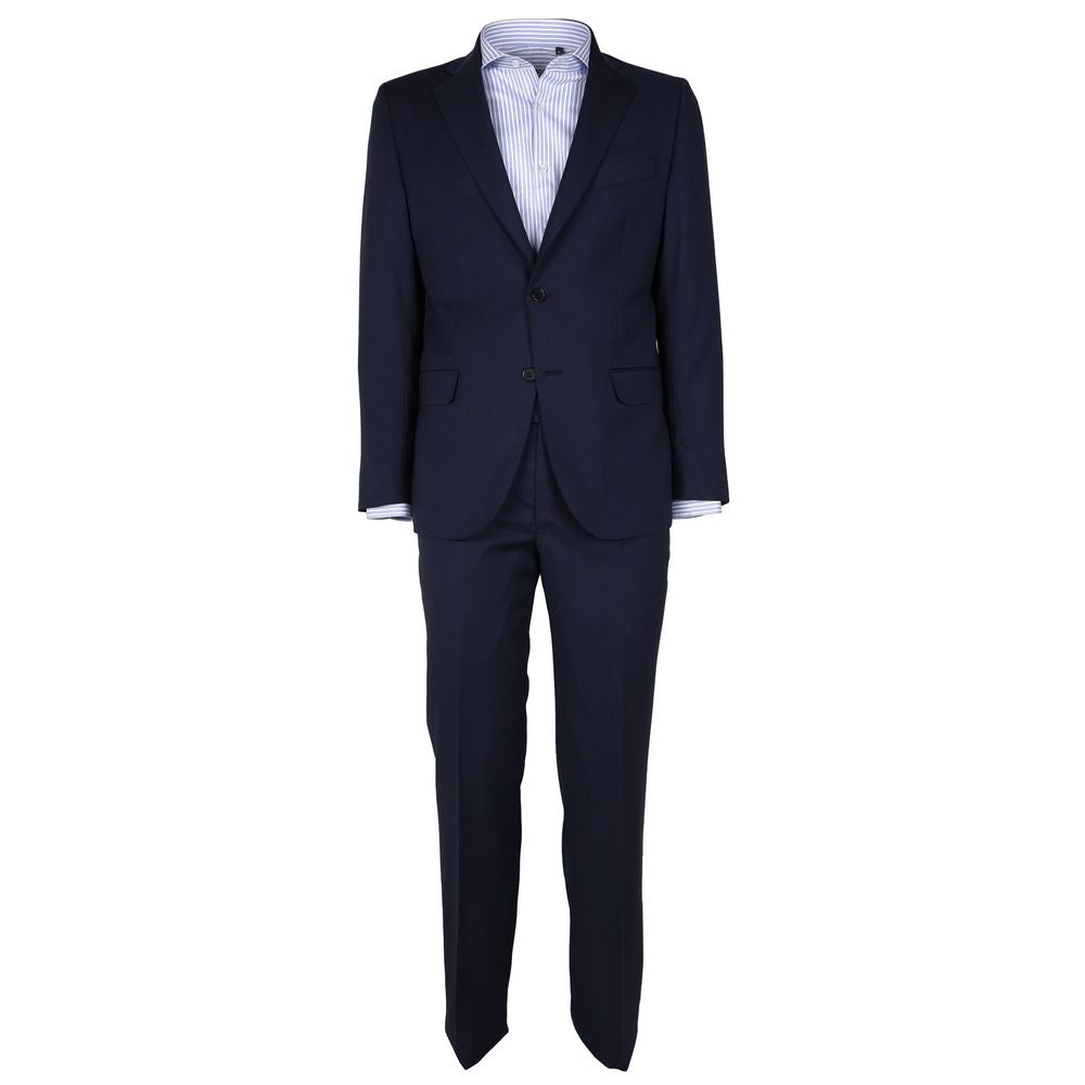 Blue Virgin Wool Mens Suit - GlamHub Luxury and Icon Brand Clothing