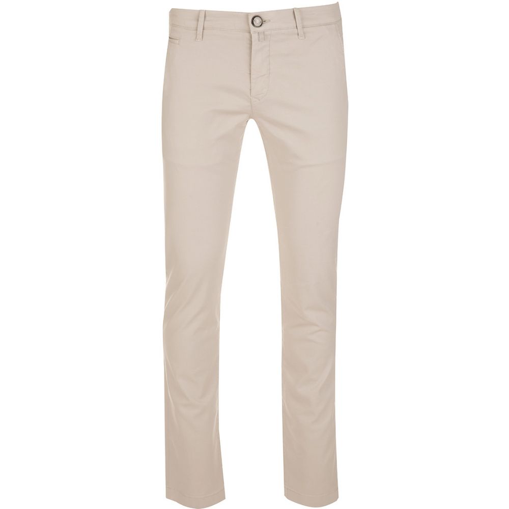 Beige Cotton Chino Trousers – Slim Fit Elegance - GlamHub Luxury and Icon Brand Clothing