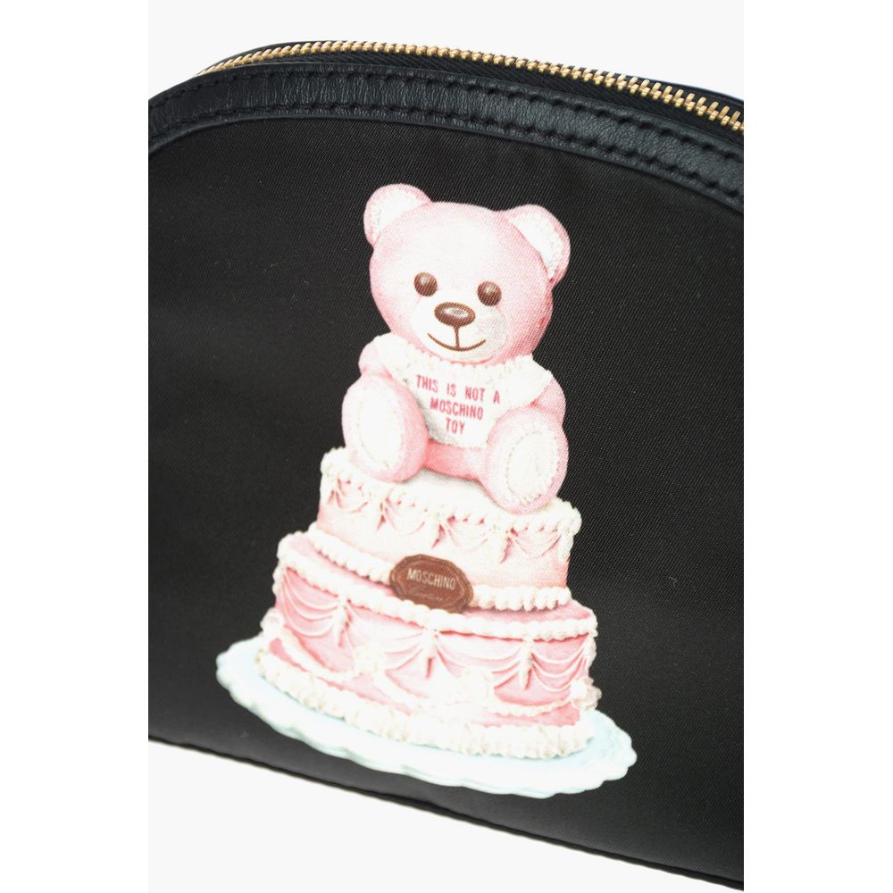 Chic Teddy Bear Print Clutch with Calfskin Strap - GLAMHUB BOUTIQUE 