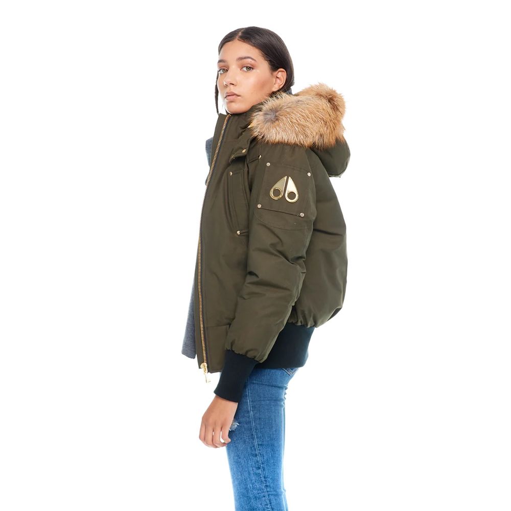 Exquisite Army Gold Debbie Bomber Jacket - GlamHub Luxury and Icon Brand Clothing