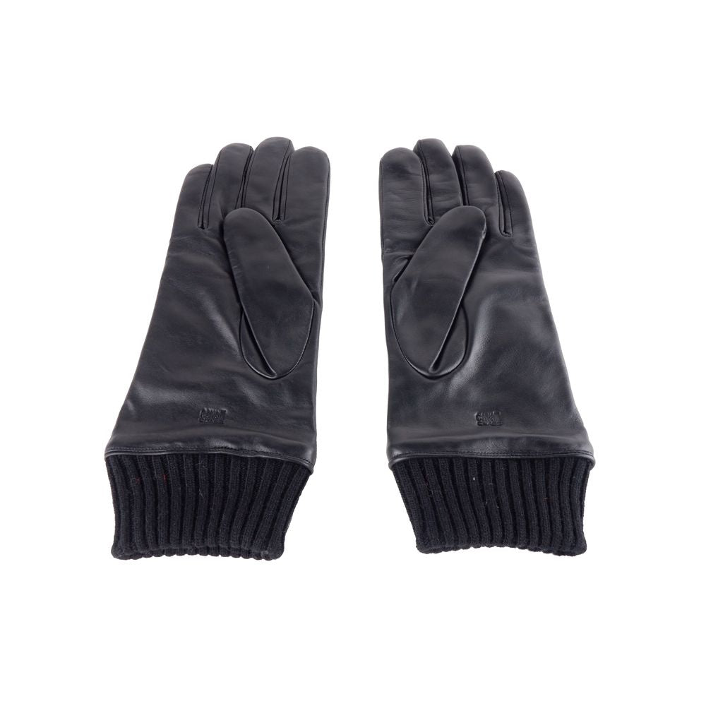 Black Lambskin Men Glove - GlamHub Luxury and Icon Brand Clothing