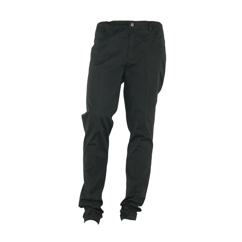 Elegant Summer Black Cotton Trousers - GlamHub Luxury and Icon Brand Clothing