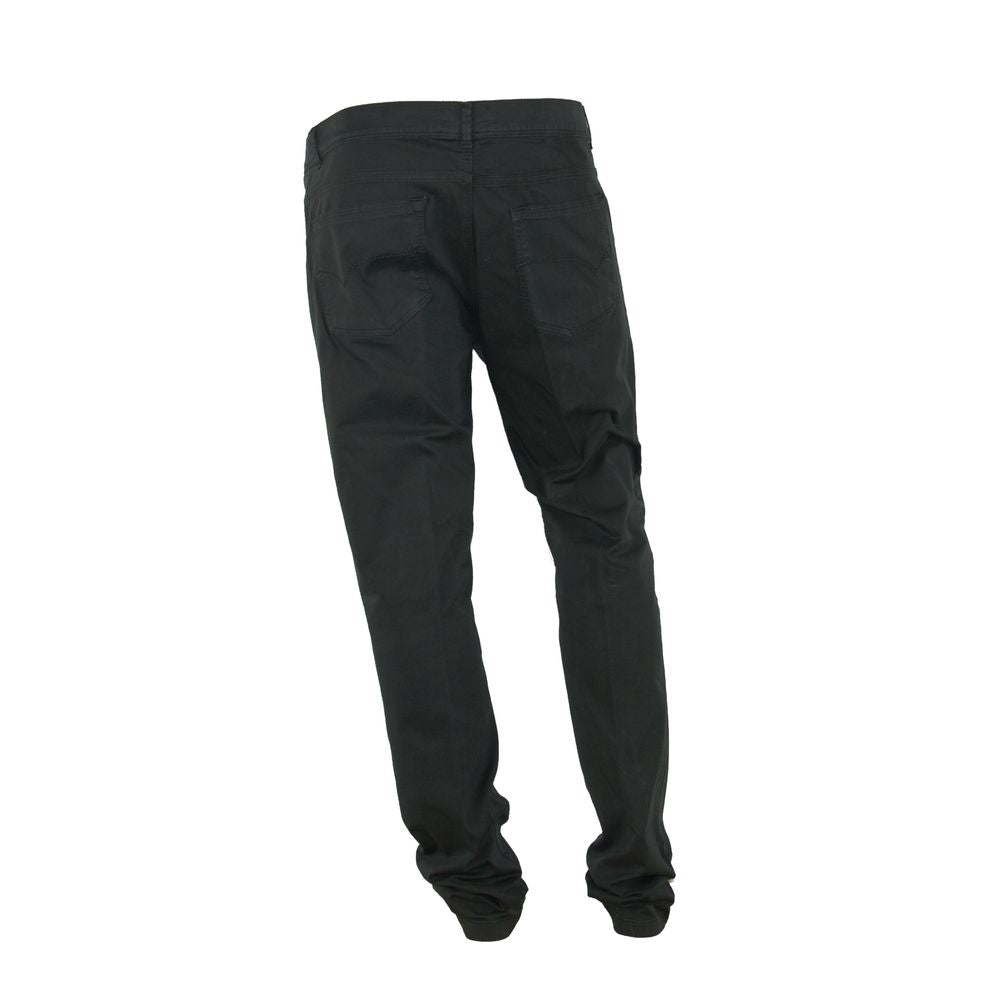 Elegant Summer Black Cotton Trousers - GlamHub Luxury and Icon Brand Clothing