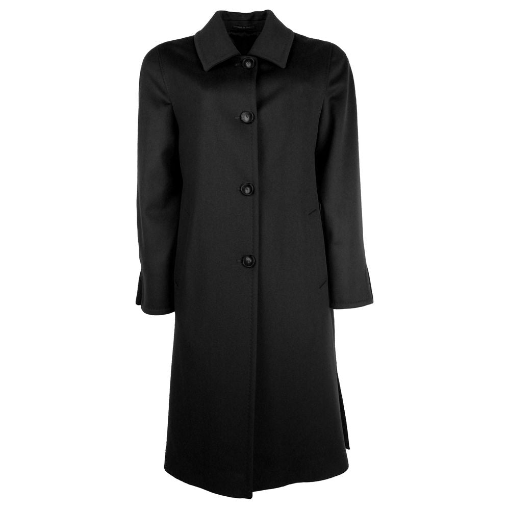 Elegant Virgin Wool Four-Button Coat - GlamHub Luxury and Icon Brand Clothing