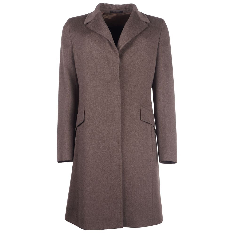 Elegant Woolen Brown Coat for Women - GlamHub Luxury and Icon Brand Clothing