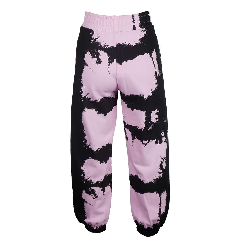 Chic Pink Print Cotton Track Pants - GlamHub Luxury and Icon Brand Clothing