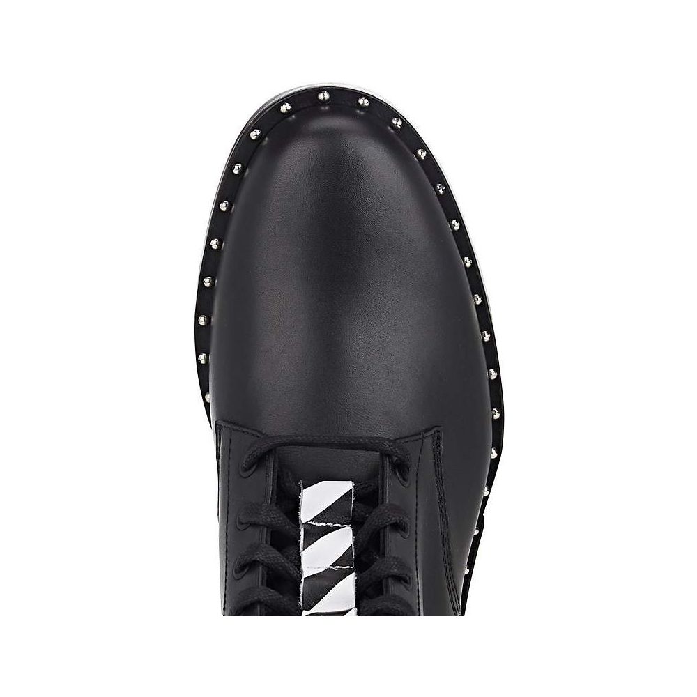 Studded Calfskin Lace-Up Ankle Boots - GLAMHUB BOUTIQUE 