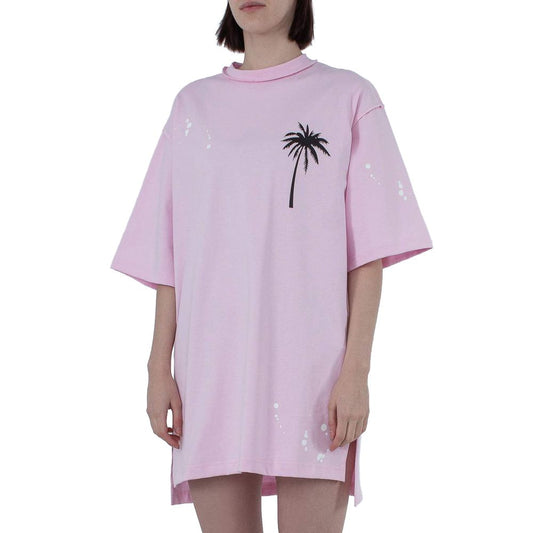 Pink Cotton Women Dress - GlamHub Luxury and Icon Brand Clothing