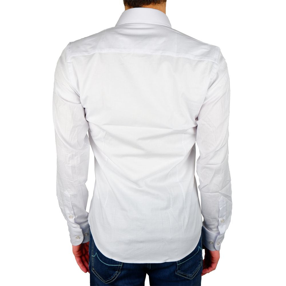 Elegant Milano White Gabardine Shirt - GlamHub Luxury and Icon Brand Clothing