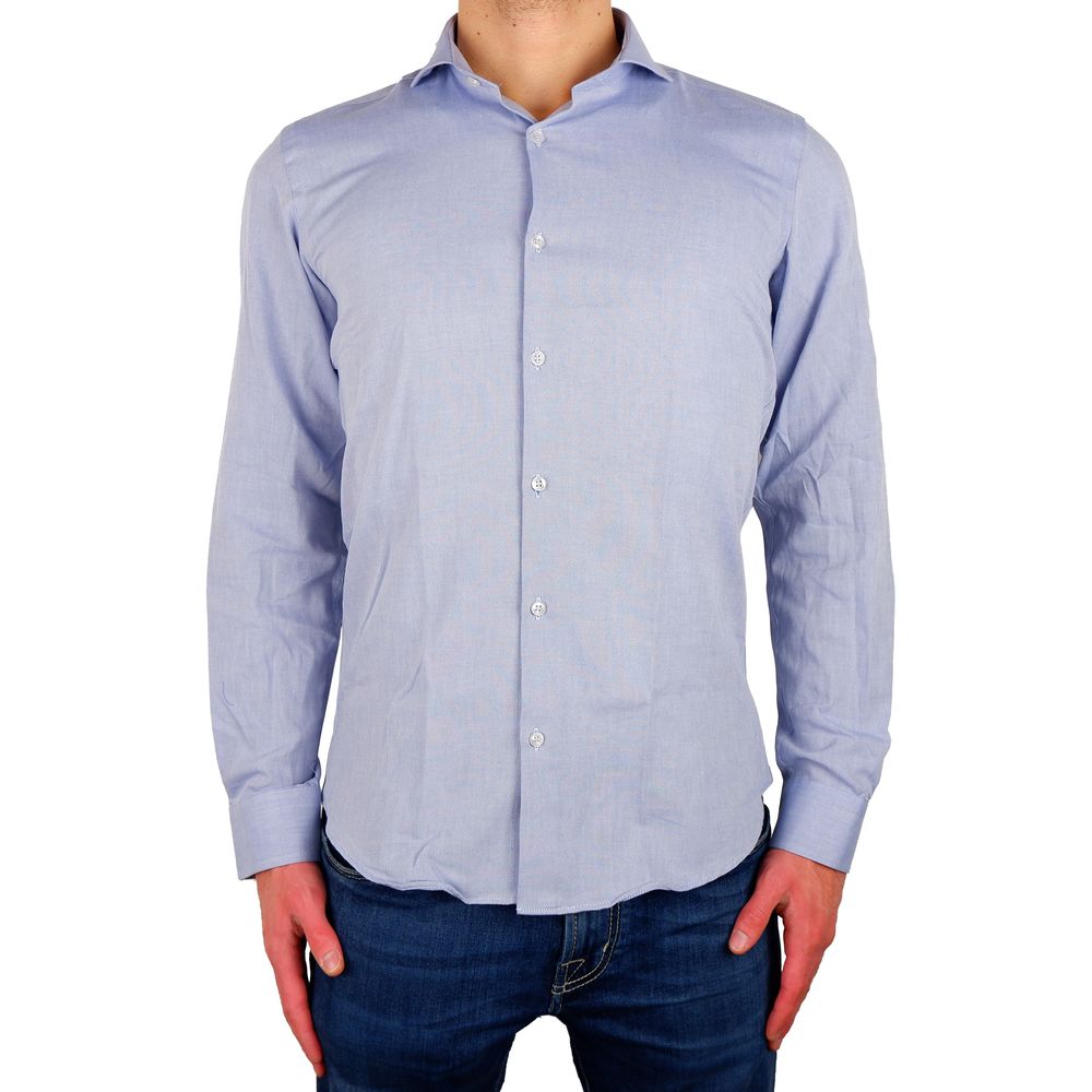 Elegant Milano Light Blue Oxford Shirt - GlamHub Luxury and Icon Brand Clothing