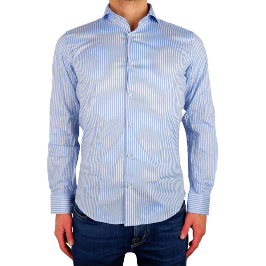 Elegant Milano Light Blue Cotton Shirt - GlamHub Luxury and Icon Brand Clothing