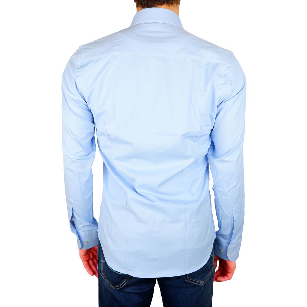 Elegant Light Blue Satin Milano Shirt - GlamHub Luxury and Icon Brand Clothing