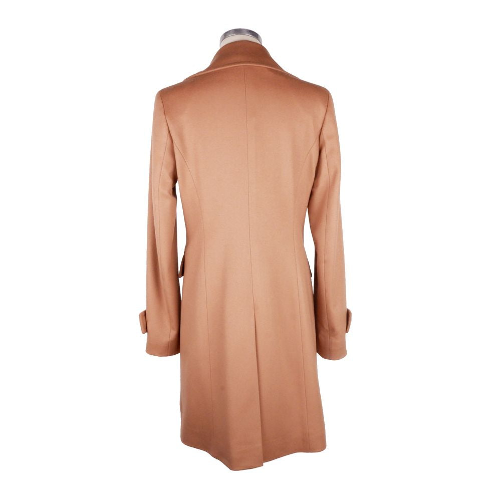 Beige Wool Women Coat - GlamHub Luxury and Icon Brand Clothing