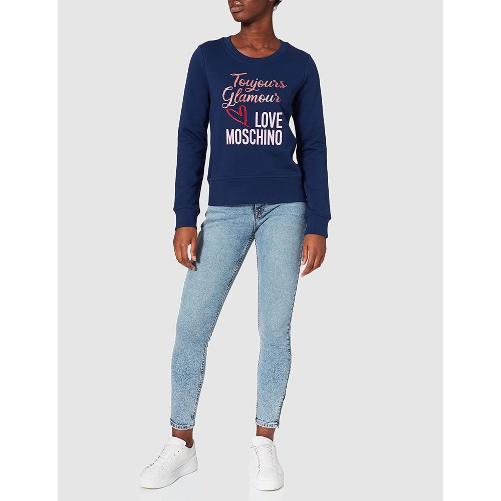 Blue Cotton Women Sweater - GlamHub Luxury and Icon Brand Clothing