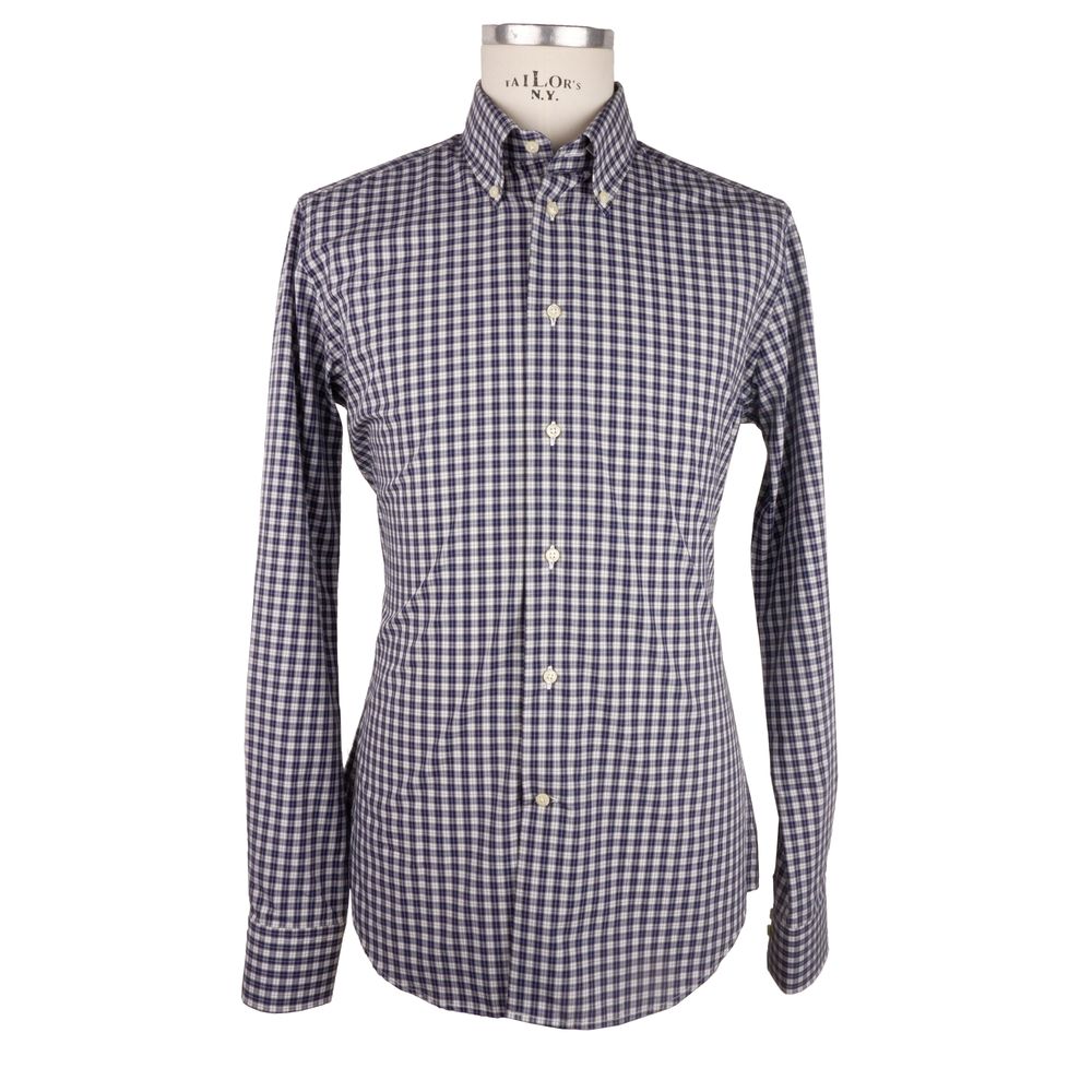 Elegant Milano Square-Patterned Cotton Shirt - GlamHub Luxury and Icon Brand Clothing