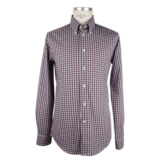 Elegant Red Checkered Milano Cotton Shirt - GlamHub Luxury and Icon Brand Clothing