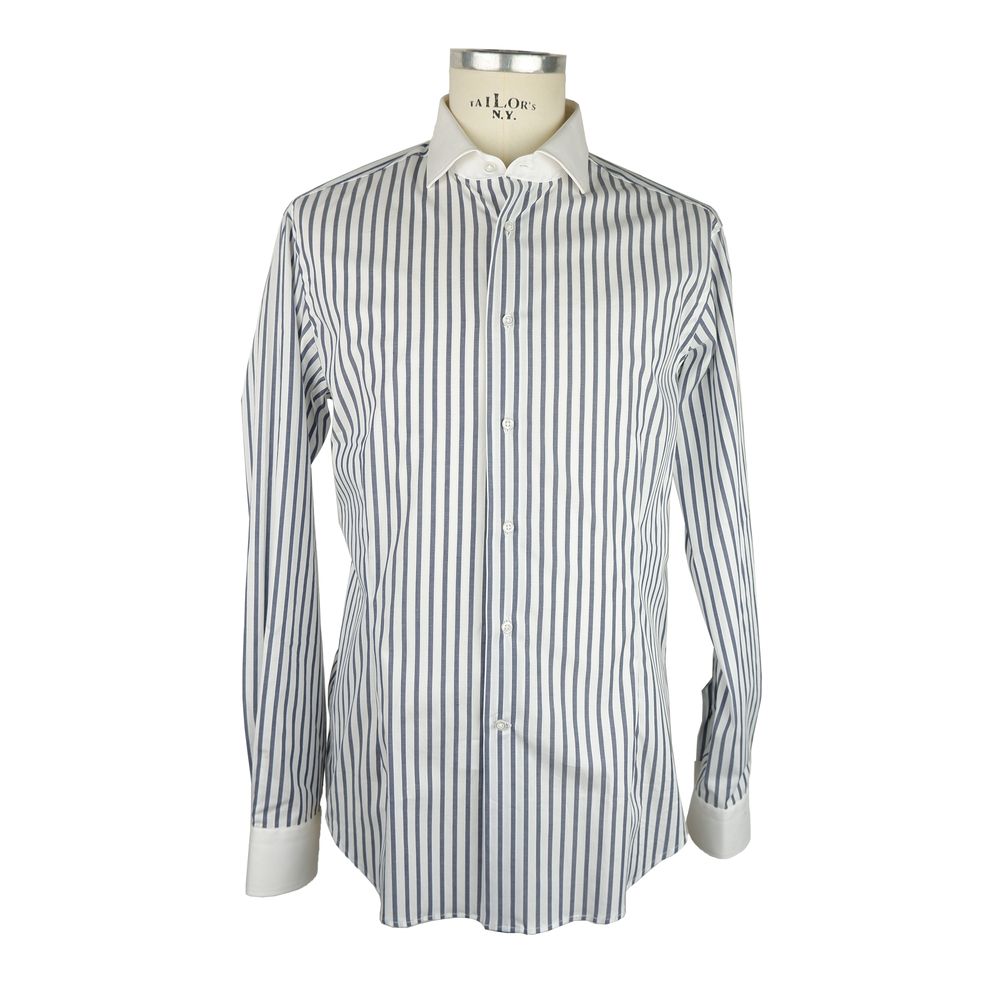 Elegant Striped Milano Cotton Shirt - GlamHub Luxury and Icon Brand Clothing