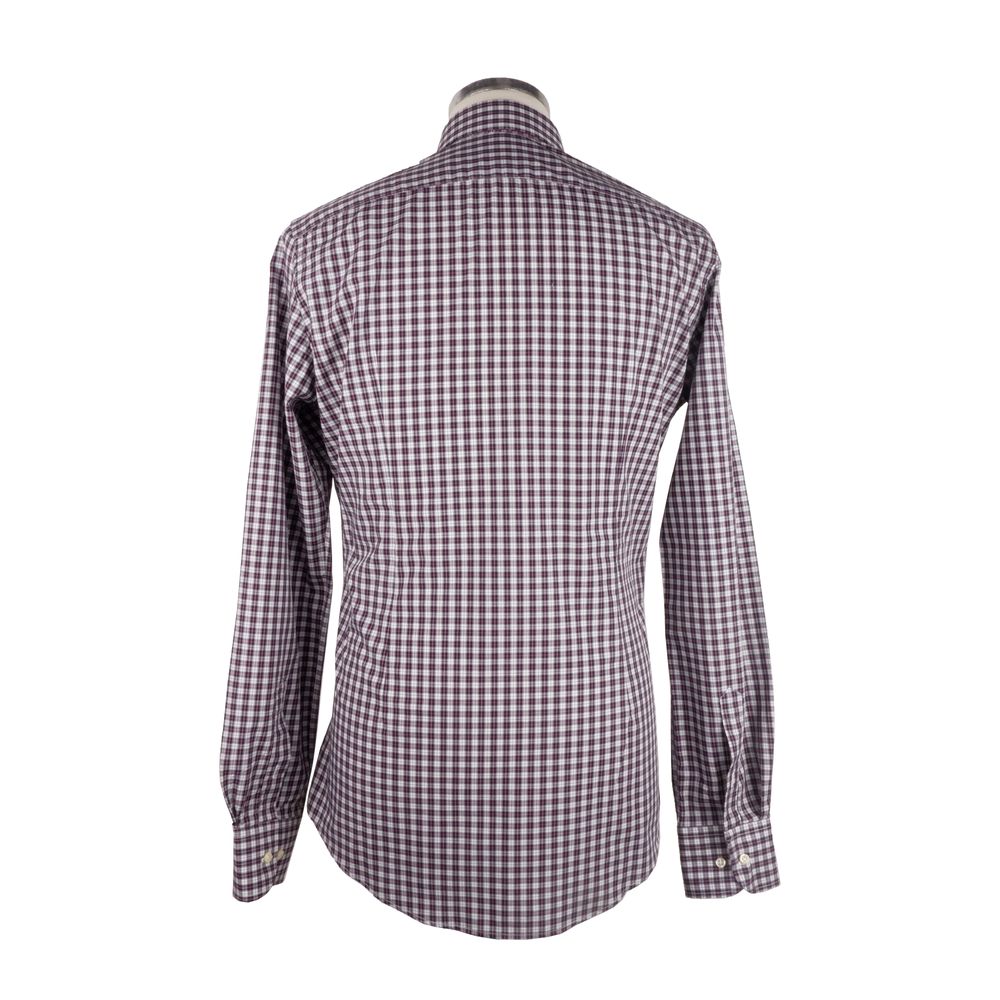 Elegant Red Checkered Milano Cotton Shirt - GlamHub Luxury and Icon Brand Clothing