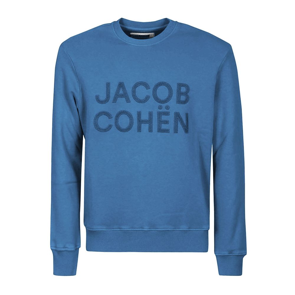 Light Blue Cotton Men Sweater - GlamHub Luxury and Icon Brand Clothing