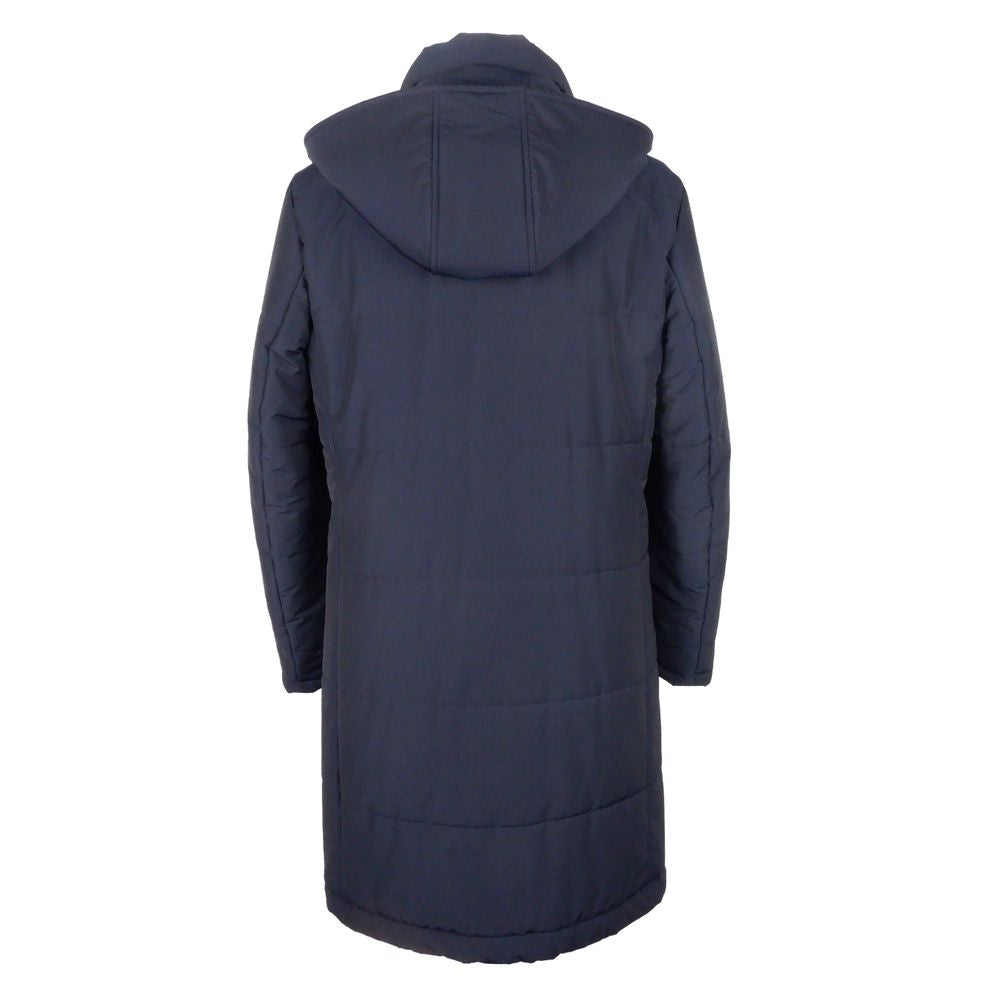 Blue Wool Men Raincoat - GlamHub Luxury and Icon Brand Clothing