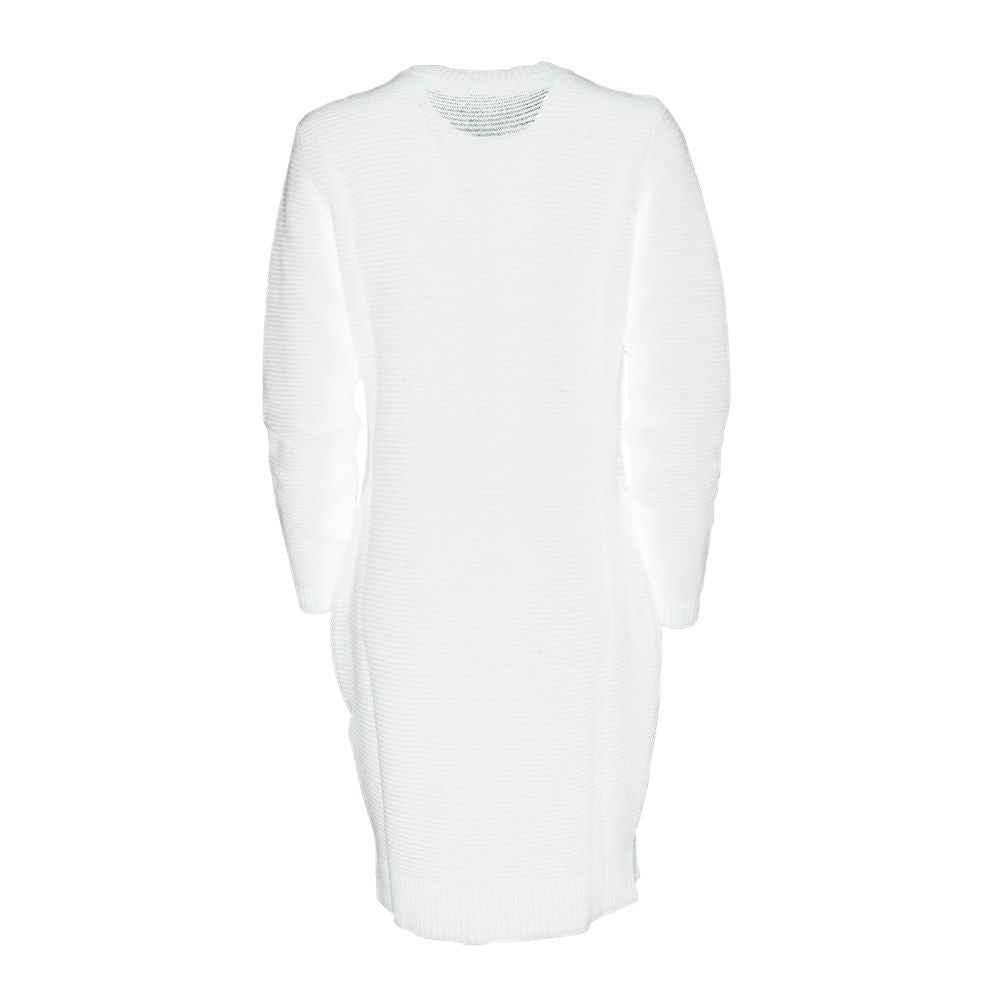 Chic Heart Pattern Knit Dress in White - GlamHub Luxury and Icon Brand Clothing