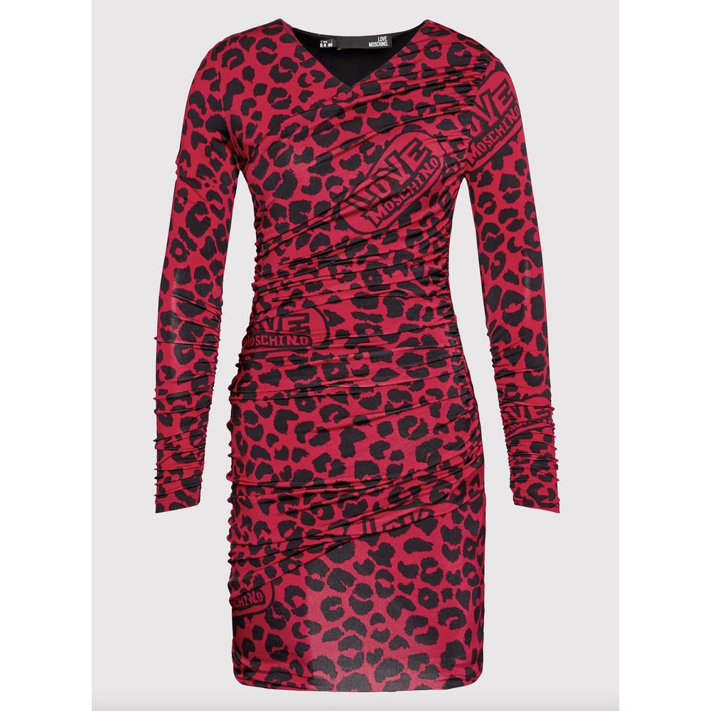 Chic Leopard Texture Dress in Pink and Black - GlamHub Luxury and Icon Brand Clothing