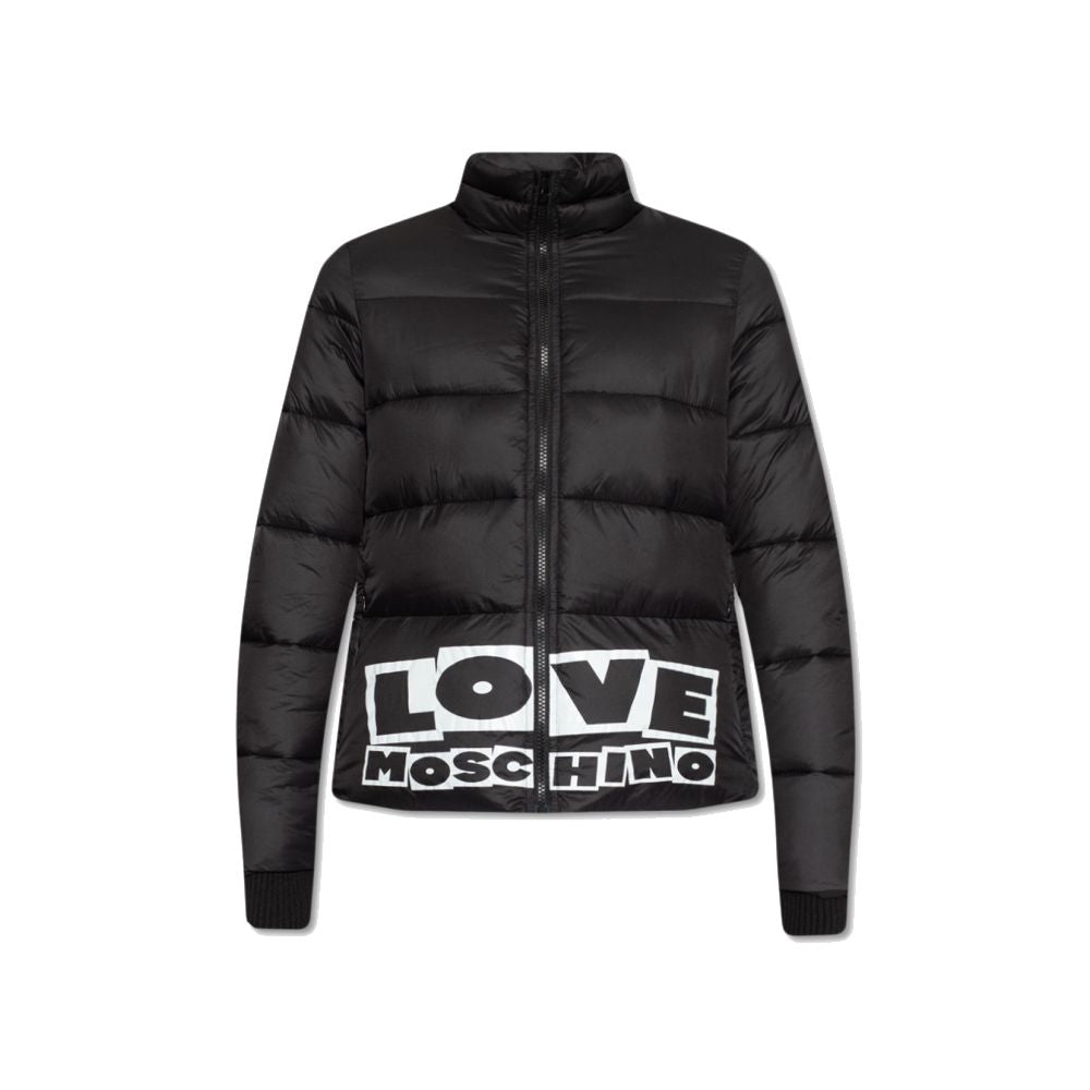 Chic Nylon Down Jacket with Bold Logo - GlamHub Luxury and Icon Brand Clothing