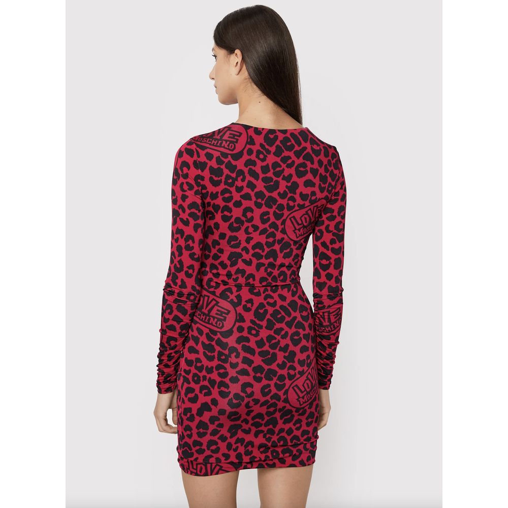 Chic Leopard Texture Dress in Pink and Black - GlamHub Luxury and Icon Brand Clothing